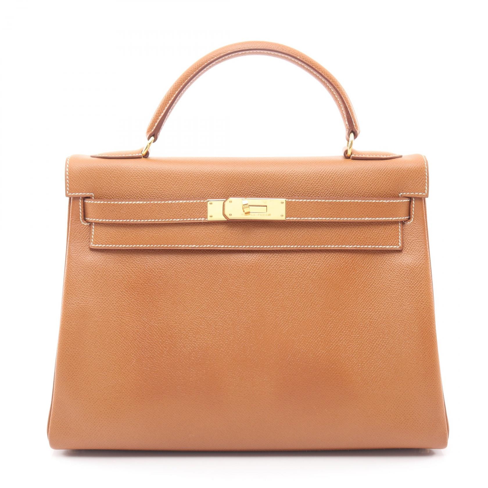 エルメス HERMES ケリー32 ハンドバッグ バッグ レザー クシュベル クシュベル ゴールド ○Y刻印(1995年製造) レディース ブラウン系 【中古】