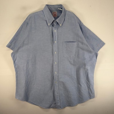 古着 ブルックスブラザーズ Brooks Brothers USA製 半袖シャツ 胸ポケ 1818 XL ブルー系 無地 メンズ