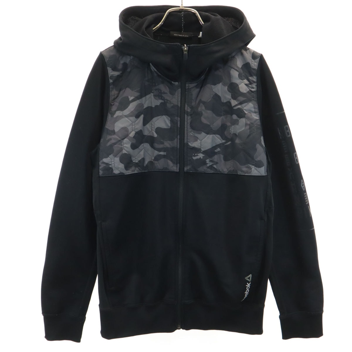 Reebok リーボック 長袖 ジップパーカー L ブラック ジャージ