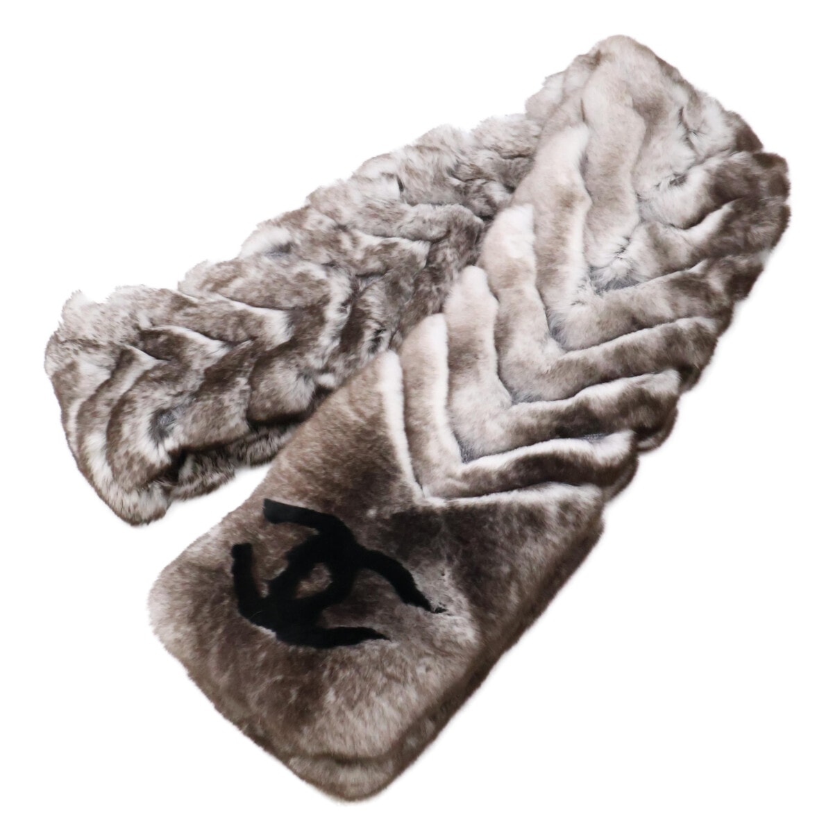 シャネル オリラグ×カシミヤ リアルファー 両端ココマーク マフラー -