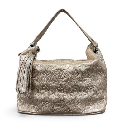 LOUIS VUITTON 希少 美品 ルイヴィトン 08AW ハロ モノグラムシマー ペッシュ ハンドバッグ M95820 レザー VI2078 シルバーピンク ワンショルダー セミショルダー タッセル LV ABランク 中古 鑑定済 ヴィトンバッグ