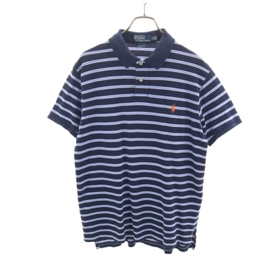 Polo by Ralph Lauren ポロバイラルフローレン ボーダー柄 半袖 ポロシャツ L ネイビー
