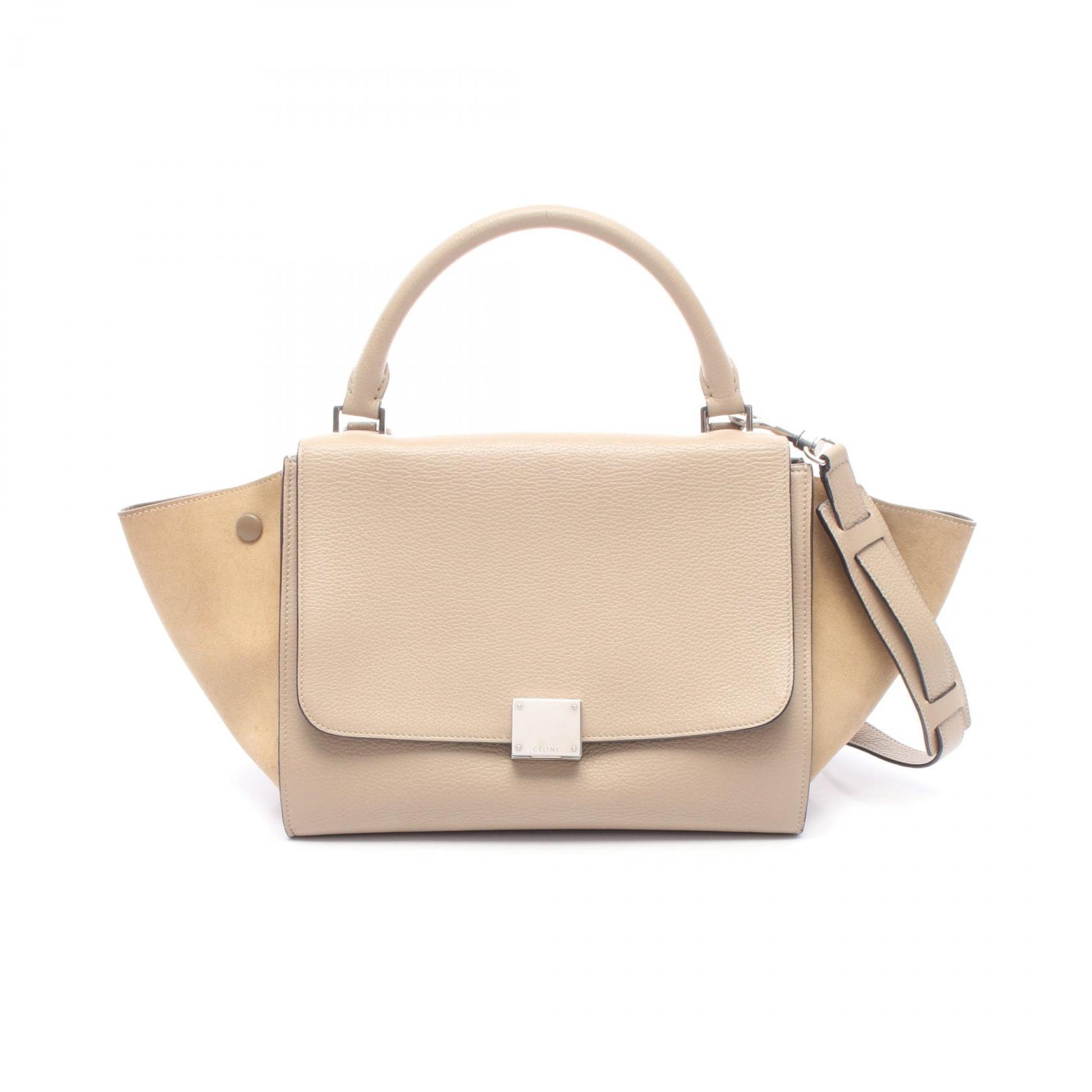 セリーヌ CELINE トラペーズ スモール 2WAY ハンドバッグ バッグ レザー スウェード レディース ベージュ系 / ブラウン系 174683 【中古】