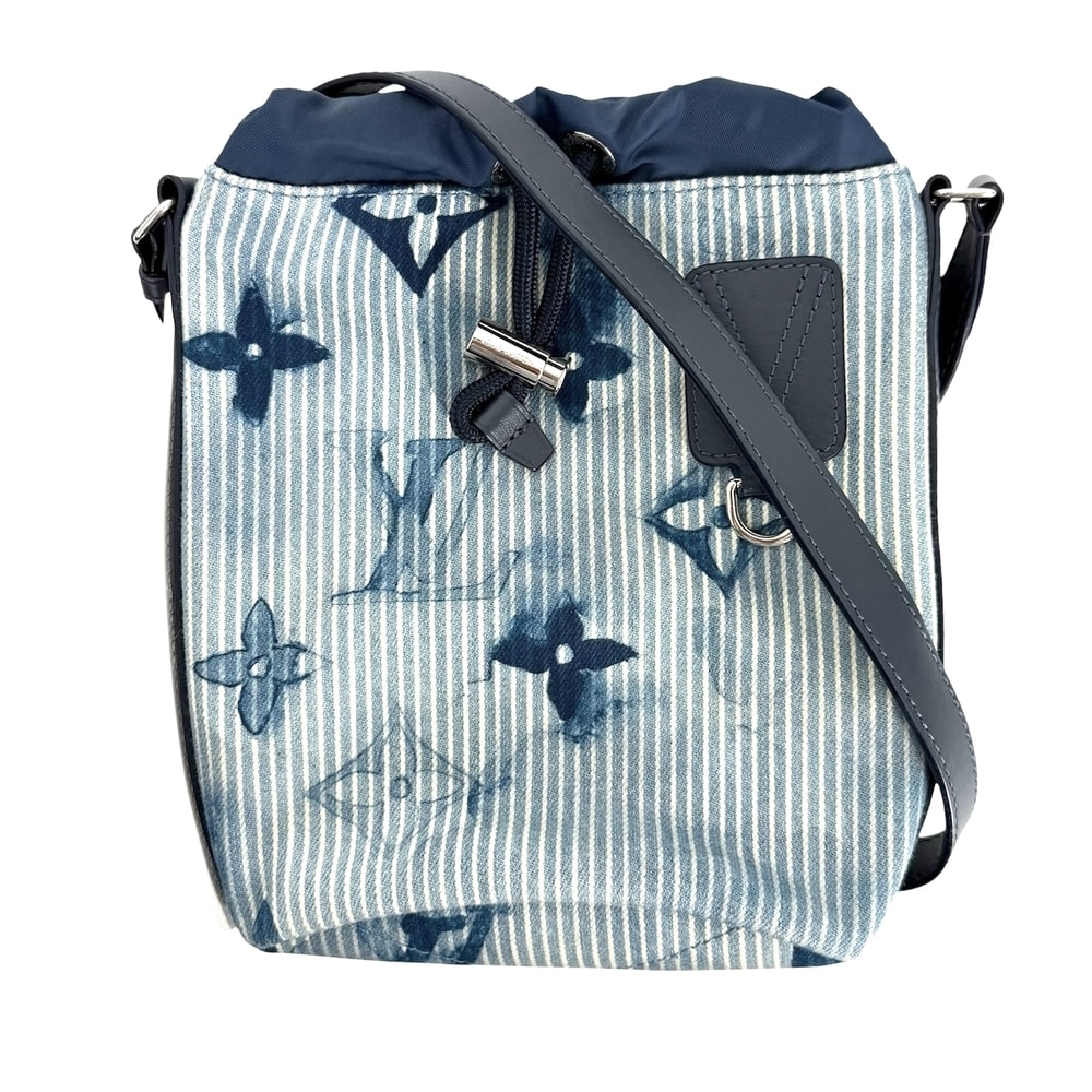 LOUIS VUITTON ルイヴィトン ショルダーバッグ モノグラムウォーターカラー サックマランメッセンジャー 肩掛け 斜め掛け 鞄 かばん M57830 キャンバス  レザー   ブルー 青 シルバー金具 メンズ【中古品】