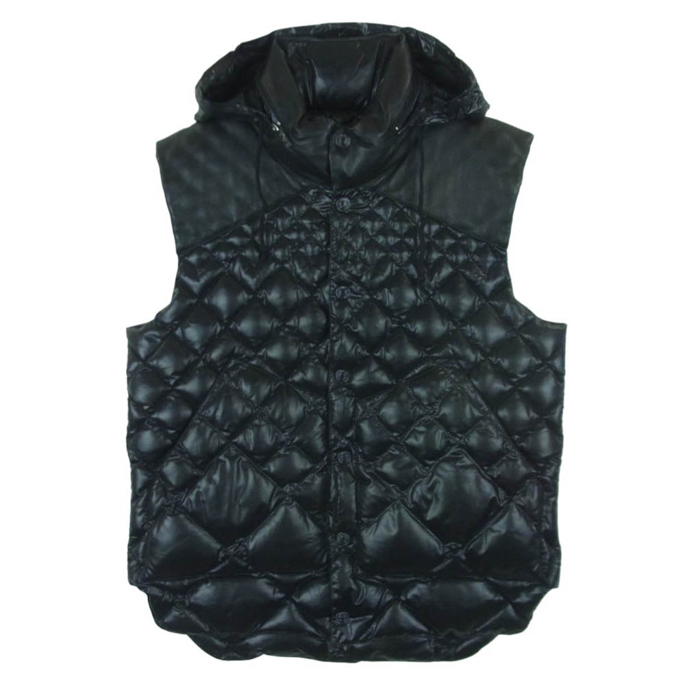Emporio Armani エンポリオ・アルマーニ F1K260 レザー切替 キルティング ダウン ベスト 中国製 ブラック系 50【中古】