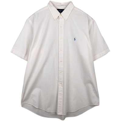 古着 ラルフローレン Ralph Lauren CLASSIC FIT シアサッカー 半袖 ボタンダウン ストライプシャツ メンズXL相当/eaa641196