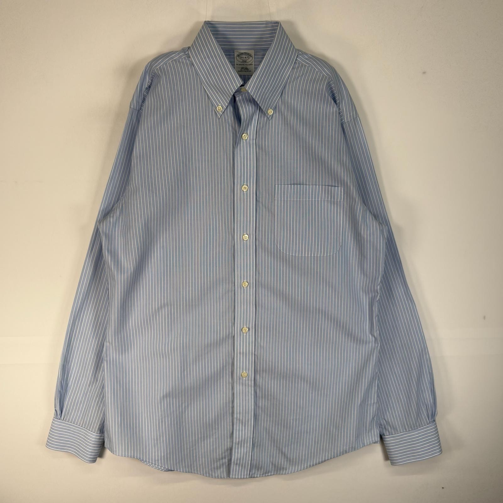 古着 ブルックスブラザーズ Brooks Brothers 長袖シャツ 346 SLIM FIT ボタンダウン M  ブルー系 ストライプ メンズ