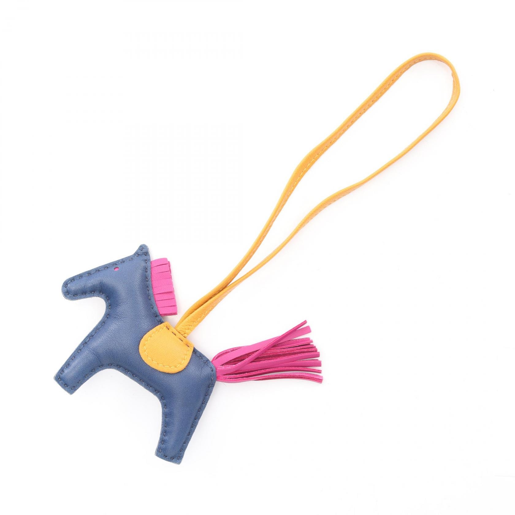 エルメス HERMES ロデオPM チャーム アクセサリー レザー アニョーミロ アニョーミロ ブルーサフィール D刻印(2019年製造) レディース ブルー系 / ピンク系 / ブラウン系/ローズパープル/ ナチュラルブトンドール 【中古】