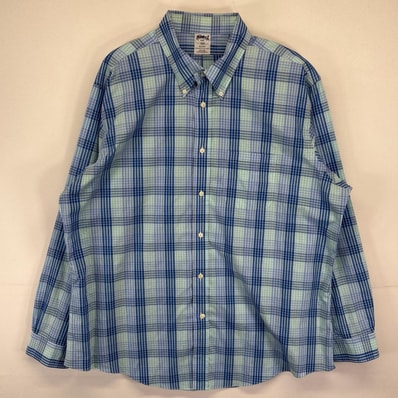 古着 ブルックスブラザーズ Brooks Brothers 長袖シャツ 大きいサイズ ボタンダウン チェック柄 1818 2XL ブルー系 メンズ