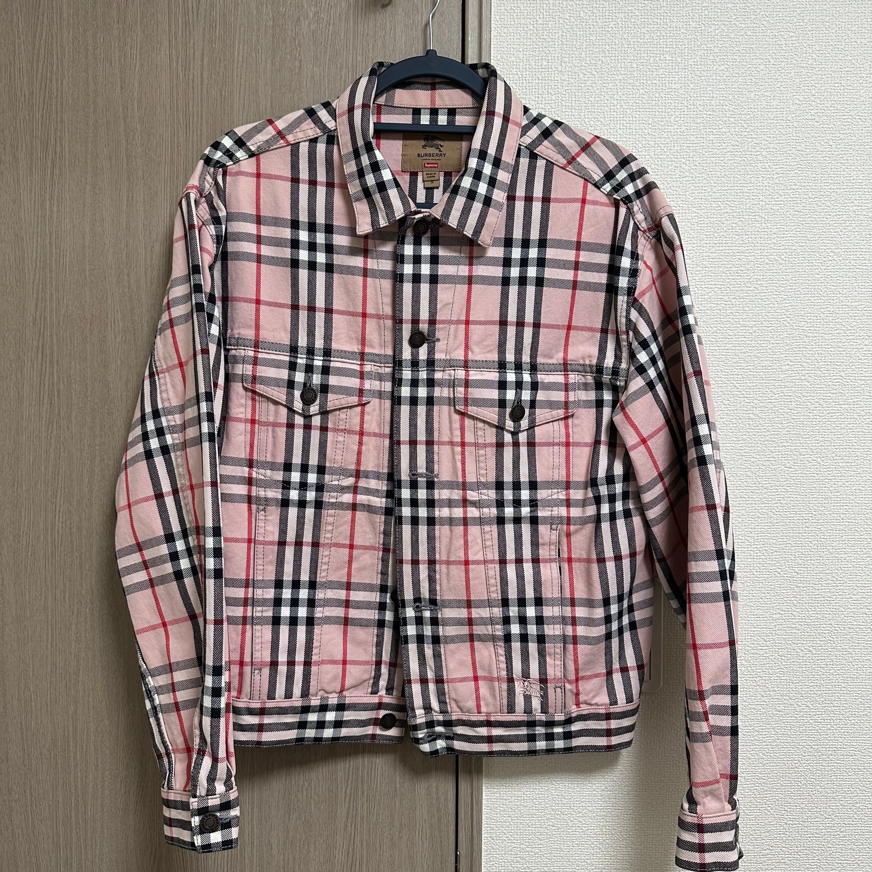 Supreme / Burberry Denim Trucker Jacket "Pink"