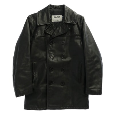 schott ショット レザージャケット USA製 U,S,74ON PEA JACKET レザー ジャケット ブラック系 34【中古】
