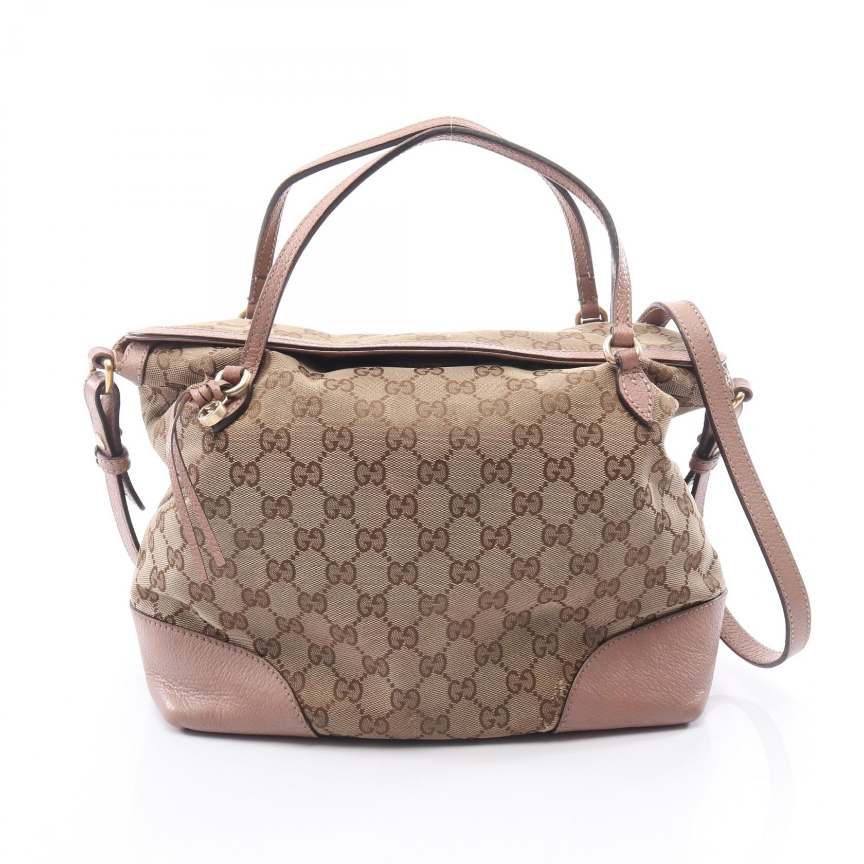 グッチ GUCCI ブリー GGキャンバス 2WAY ハンドバッグ バッグ キャンバス レザー レディース ベージュ系 / ピンク系 353120 【中古】