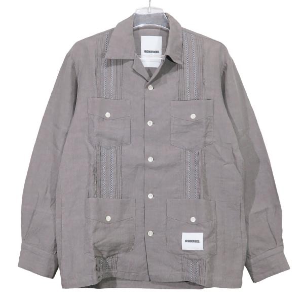 NEIGHBORHOOD ネイバーフッド 20SS HABANA/L-SHIRT.LS 201SPNH-SHM02 ハバナ リネン シャツ ロングスリーブ グレー 長袖 麻 キューバシャツ サイズS