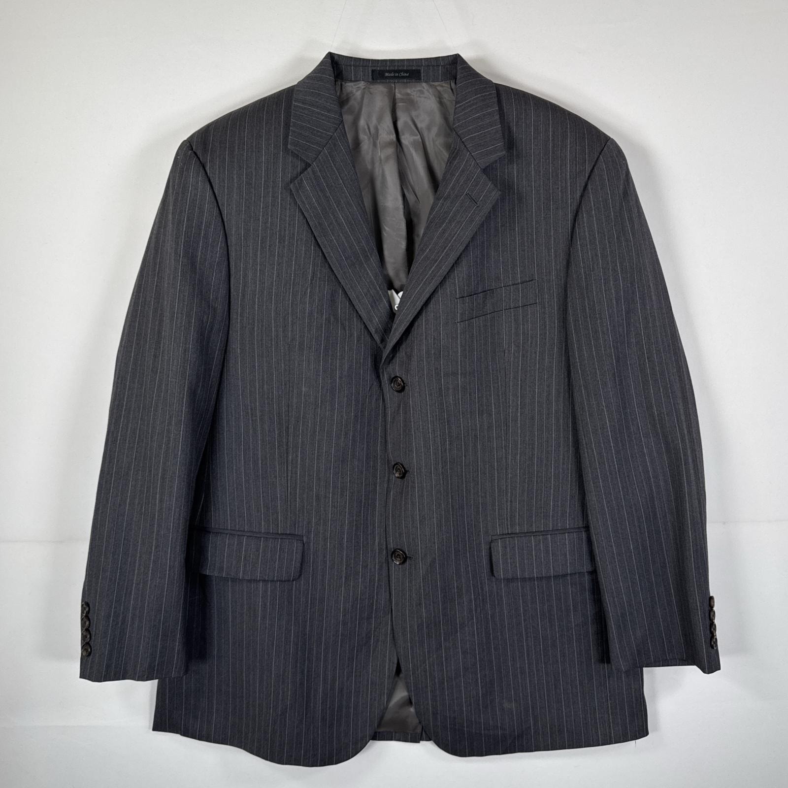 古着 ラルフローレン RALPH LAUREN テーラードジャケット ブレザー スーツ 大きいサイズ 42R  グレー ストライプ メンズ