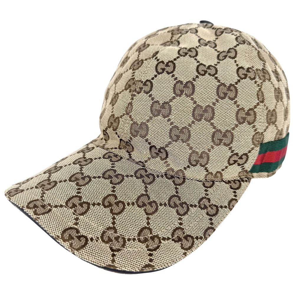 GUCCI グッチ キャップ ベースボールキャップ シェリーライン ファッションアイテム Lサイズ 総柄 帽子 メンズ レディース 小物 200035 GGキャンバス レザー ベージュ ゴールド金具 ユニセックス【中古品】
