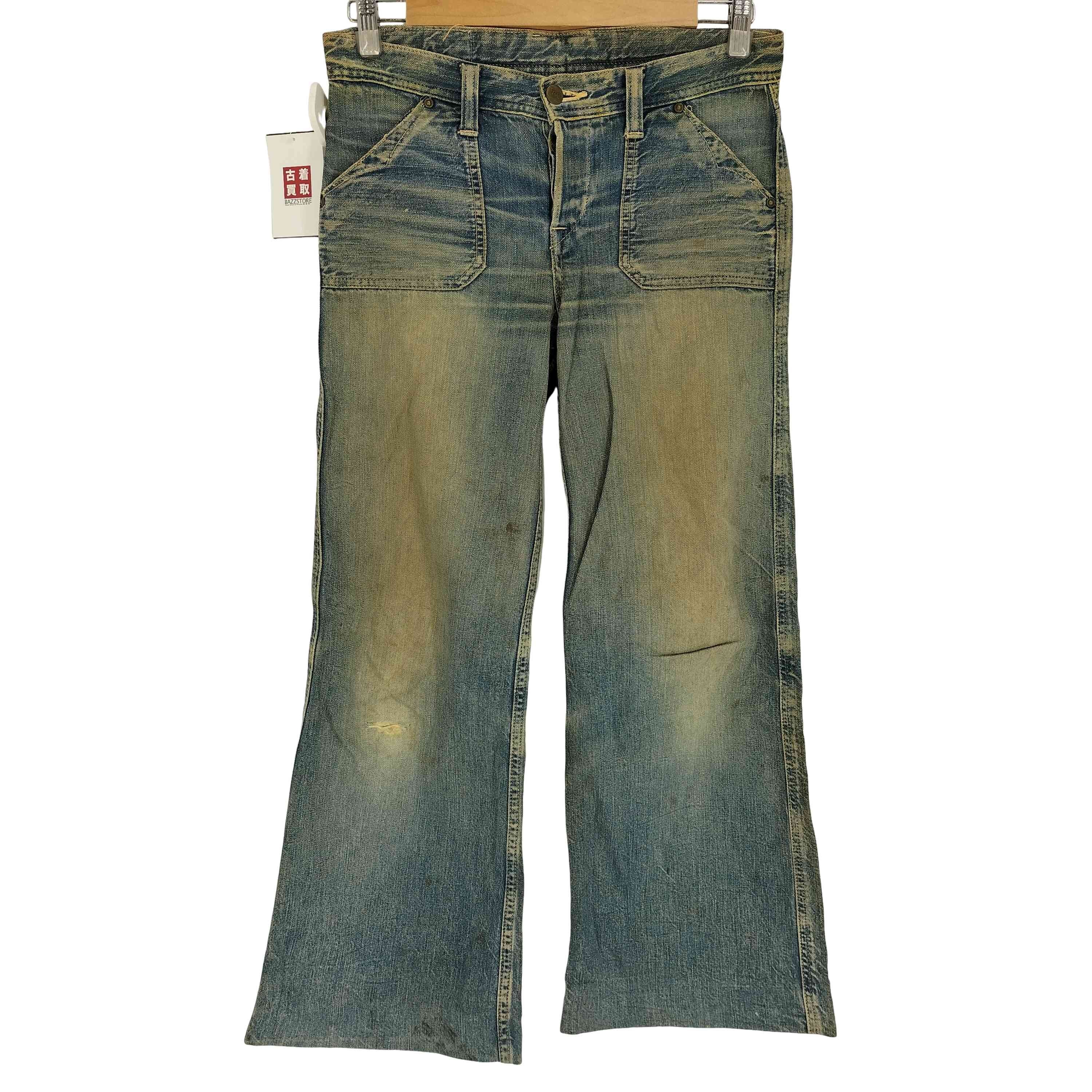 00S ヴィンテージモデル ボタンフライ フレア ブーツカットデニム Y2K【1142225314742】