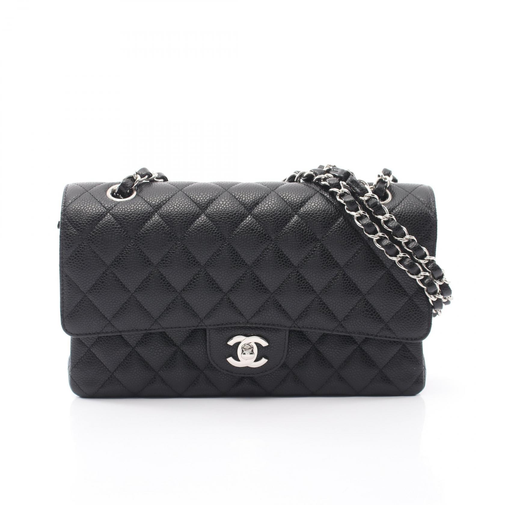 シャネル CHANEL マトラッセ Wフラップ ショルダーバッグ バッグ キャビアスキン(グレインドカーフ) レディース ブラック系 【中古】