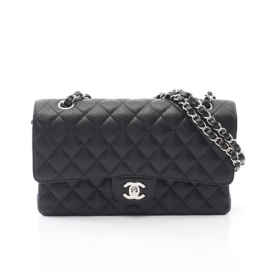 シャネル CHANEL マトラッセ Wフラップ ショルダーバッグ バッグ キャビアスキン(グレインドカーフ) レディース ブラック系 【中古】