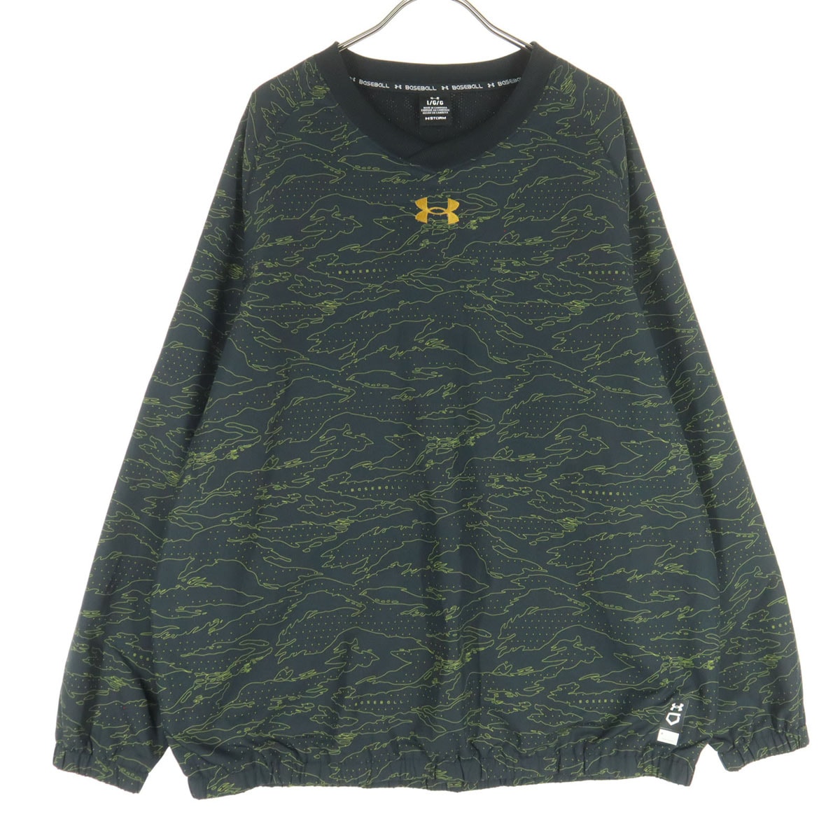 美品 UNDER ARMOUR アンダーアーマー 総柄 長袖 プルオーバー ナイロンジャケット L ダークグレー