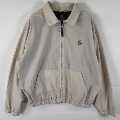 古着 チャップスラルフローレン CHAPS RALPHLAUREN コットンジャケット スウィングトップ ワンポイントロゴ フルジップ L ベージュ メンズ