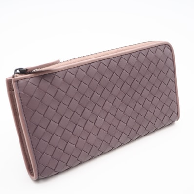 未使用 BOTTEGAVENETA ボッテガヴェネタ イントレチャート L字ファスナー長財布 - 長財布 パープル カーフレザー レディース