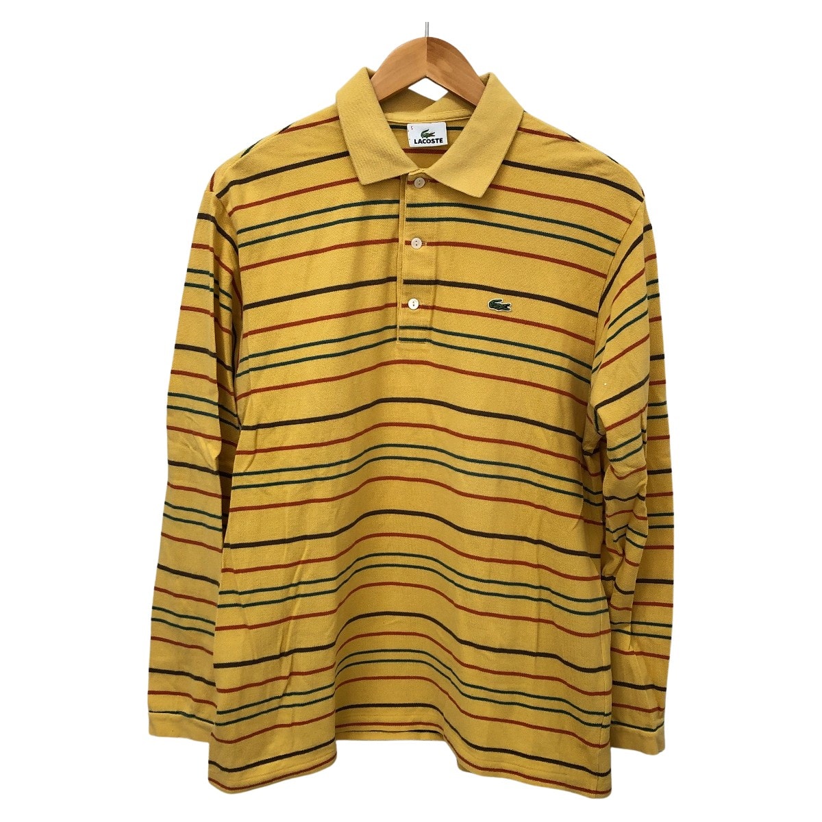 LACOSTE ラコステ シャツ 長袖ポロシャツ SIZE 5(L-XL) ボーダー PH038S イエロー