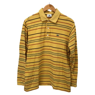 LACOSTE ラコステ シャツ 長袖ポロシャツ SIZE 5(L-XL) ボーダー PH038S イエロー