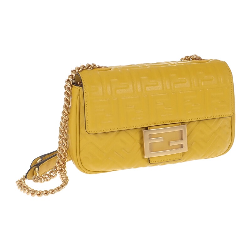 フェンディ FENDI バゲットチェーン ミディ 8BR793_AH9C_F1E8V ショルダーバッグ ２WAYバッグ レザー イエロー ゴールド金具 レディース【中古】【SAランク】