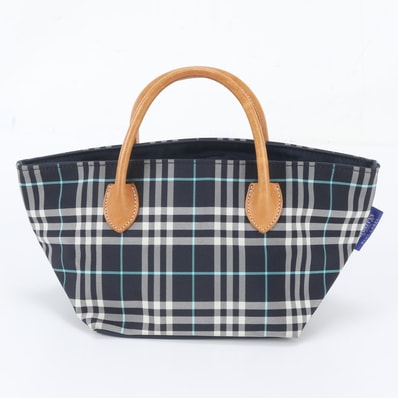 ■美品 バーバリー ノバ チェックトート バッグ レザー×キャンバス