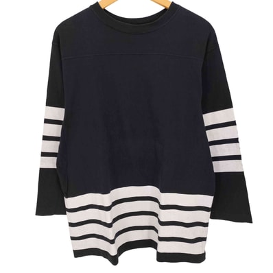 USA製 ボーダー切替 クルーネック L/S Tシャツ【1143697837272】