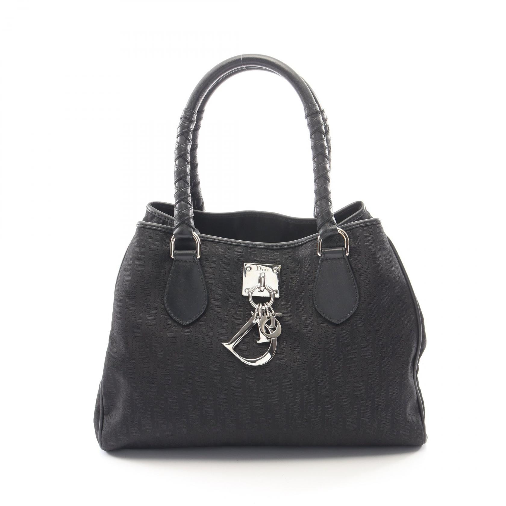ディオール Dior ラブリー トロッター トートバッグ バッグ レザー ナイロンキャンバス レディース ブラック系 【中古】