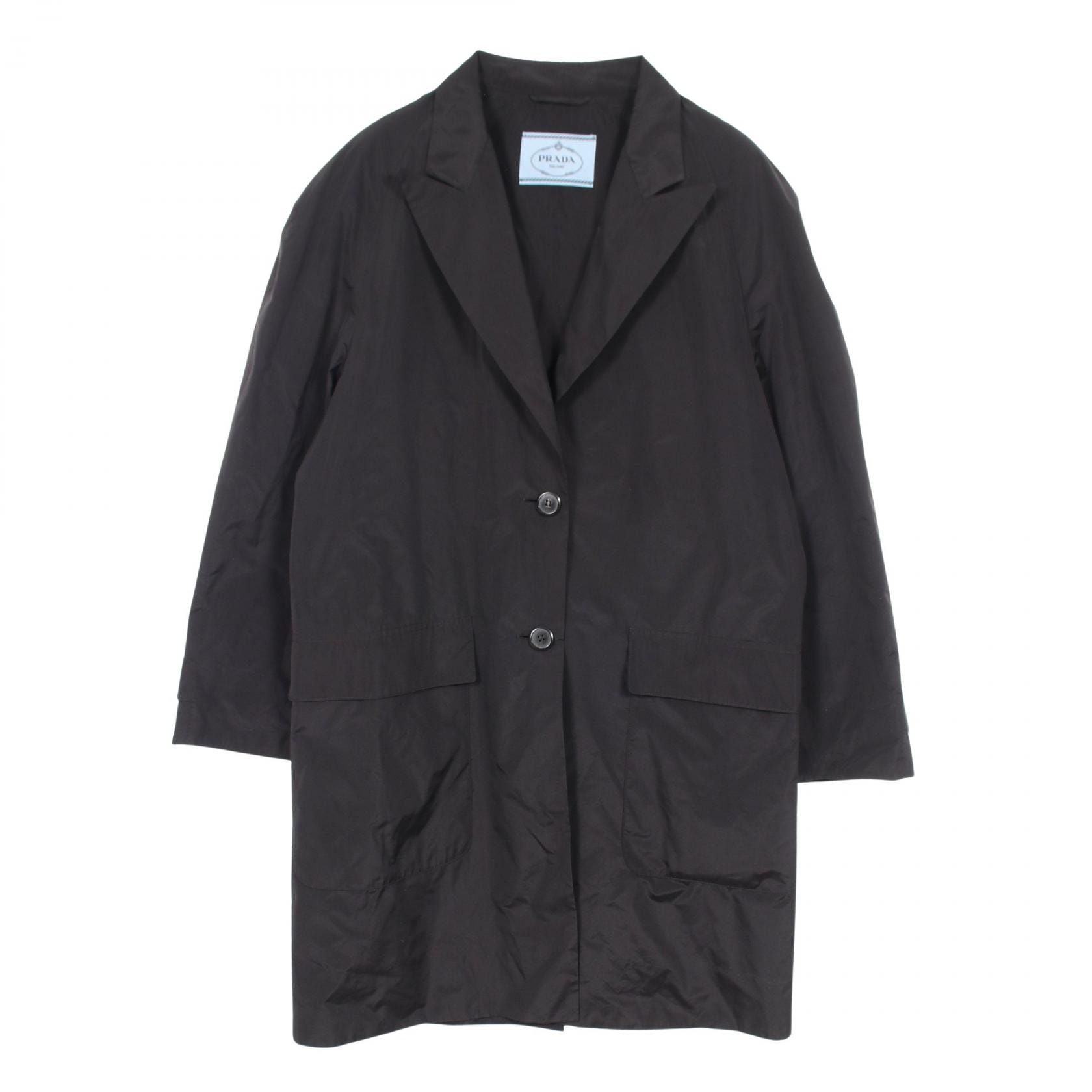プラダ PRADA オーバーサイズ 衣料品 アウター シルク ポリエステル レディース ブラック系 【中古】