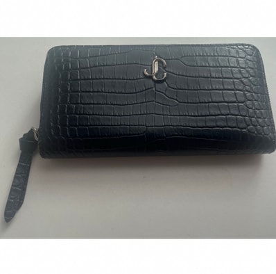 Jimmy Choo Pippa Croco Embossed Leather Wallet With JC Logo "Light Gold/Dark Tan"