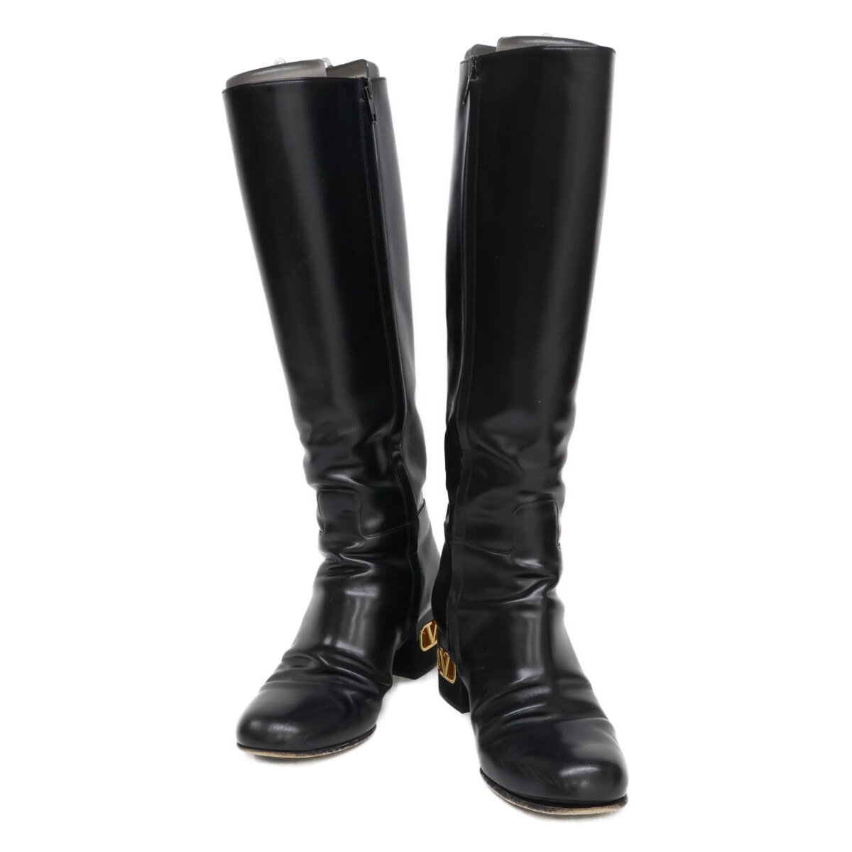 ヴァレンティノ Vロゴヒール レザー ロングブーツ 36 1/2