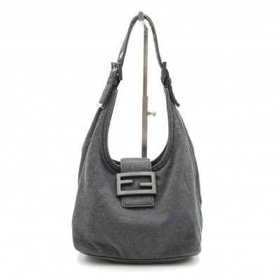 FENDI(フェンディ)マンマバケット ヴィンテージ ショルダーバッグ ワンショルダーバッグ グレー コットン レディース 【中古】