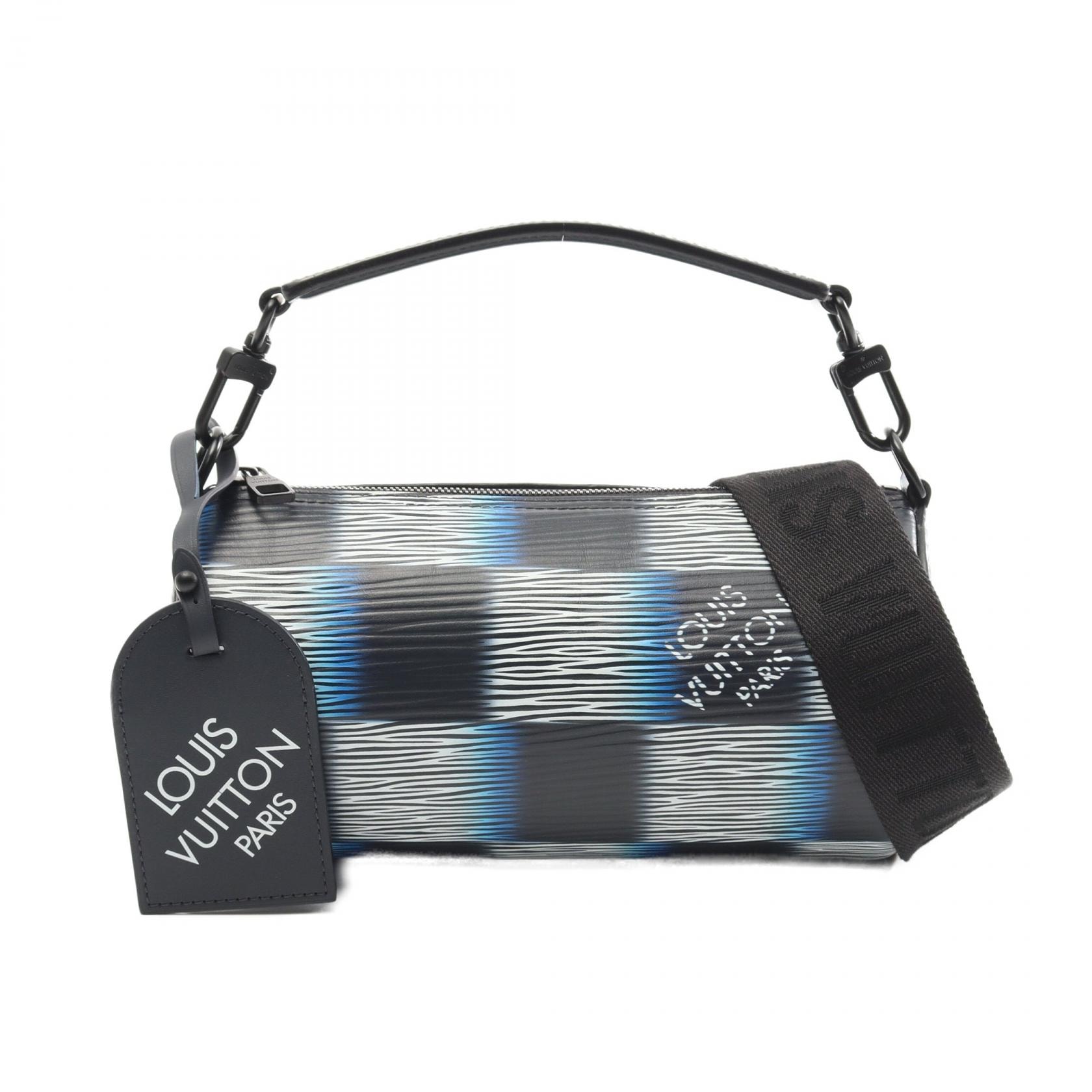 ルイ・ヴィトン LOUIS VUITTON ソフト ポロションPM ハンドバッグ バッグ レザー ダミエラッシュ メンズ ブルー系 / ブラック系 M23744 【中古】