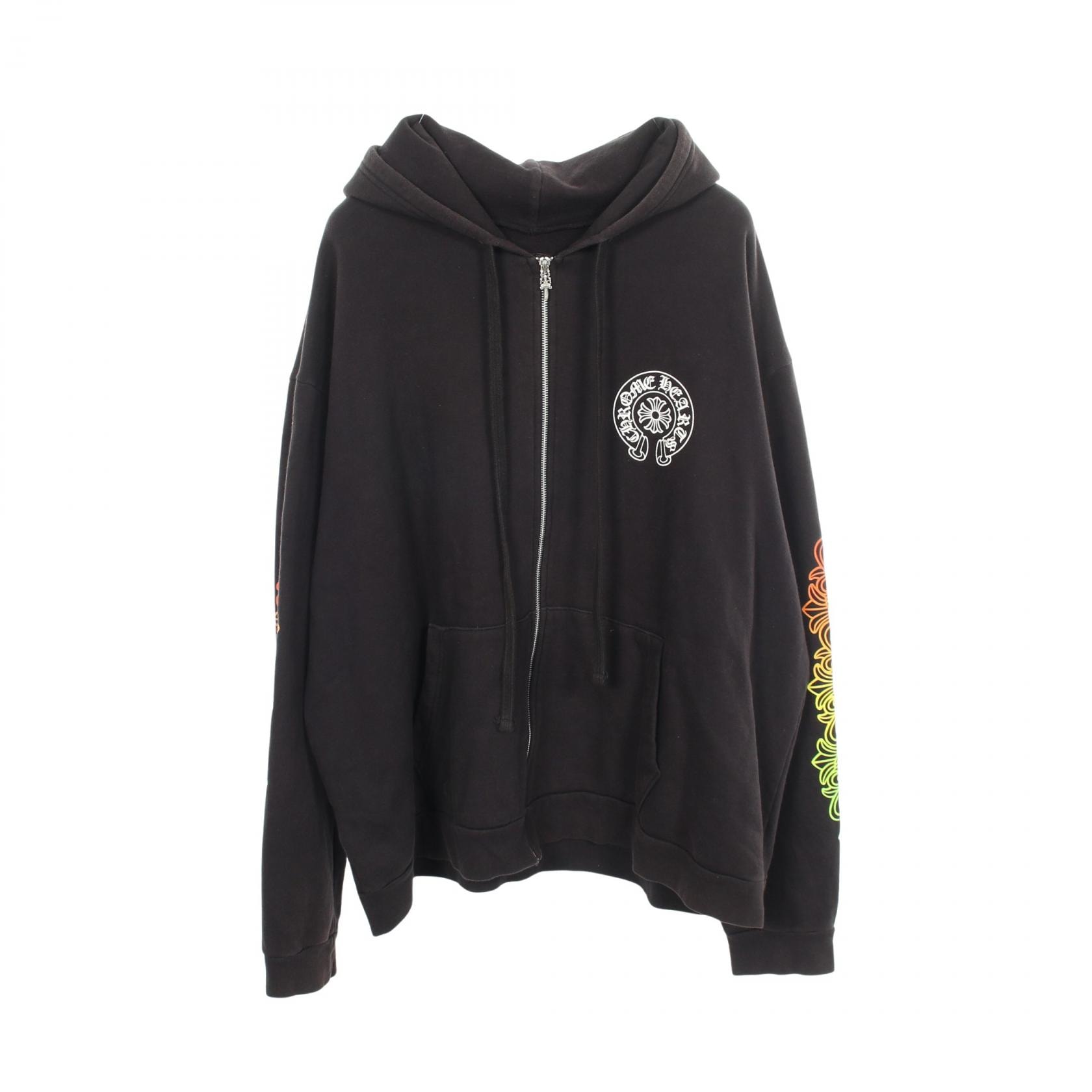 クロムハーツ CHROME HEARTS フローラル グラデーションロゴ 裏起毛 パーカー 衣料品 トップス コットン メンズ ブラック系 / マルチカラー 【中古】