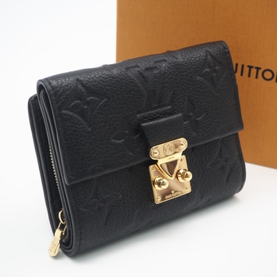 美品 LOUIS VUITTON ルイ・ヴィトン モノグラム アンプラント ポルトフォイユ メティス コンパクト M80880 三つ折り財布 ブラック カーフレザー レディース