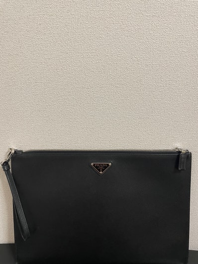 PRADA Pocono Safiano Clutch "Black"