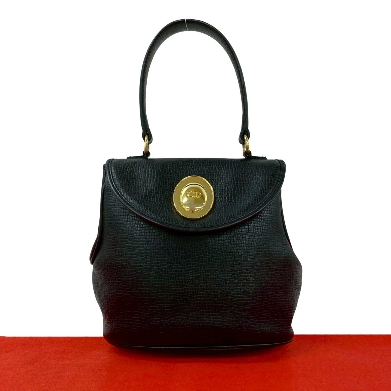 Christian Dior ディオール CD ロゴ 金具 レザー ハンドバッグ ブラック
24010