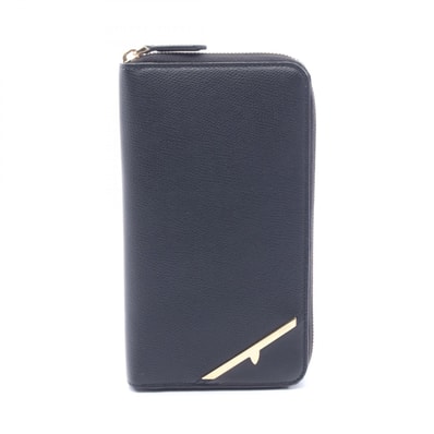 フェンディ FENDI バグズアイ ラウンド長財布 財布 レザー メンズ ブラック系 7M0275 【中古】