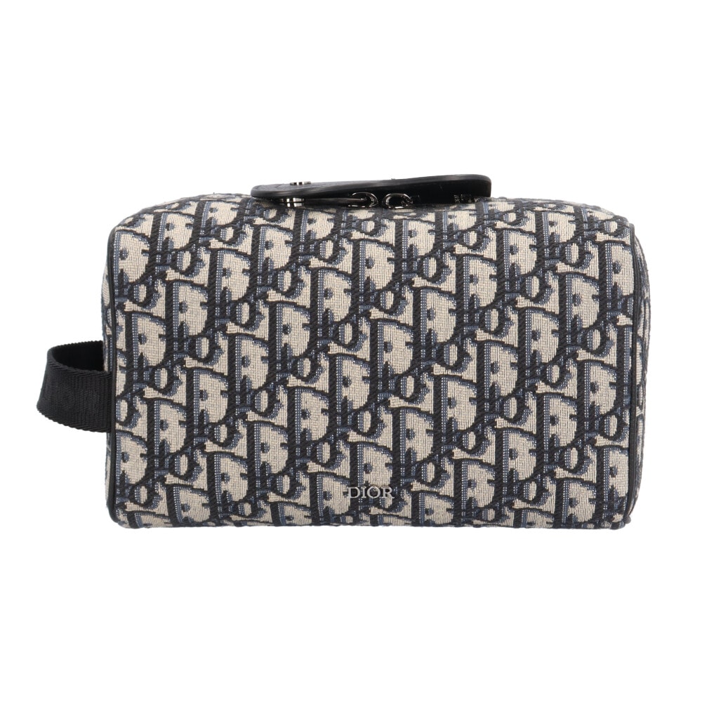 ディオール ランゴ トイレタリーケース オブリーク ハンドバッグ レザー 2ADCA418YKY ネイビー ユニセックス Dior  中古