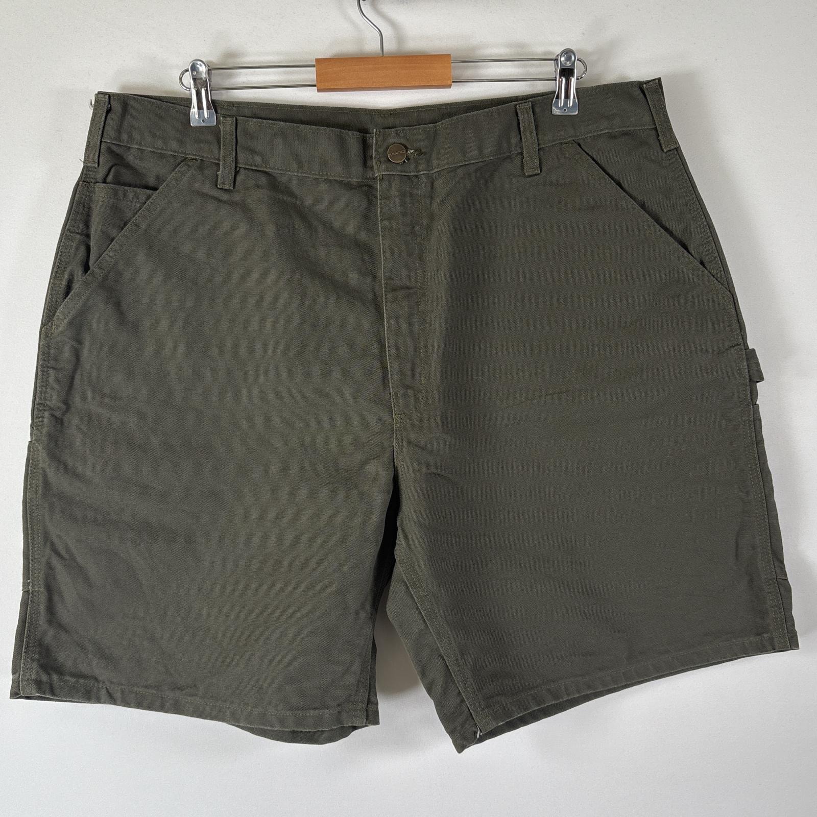 古着 カーハート Carhartt ダック ショートパンツ 半ズボン 短パン ワーク ペインター ハンマーループ 大きいサイズ w40  カーキ系 メンズ