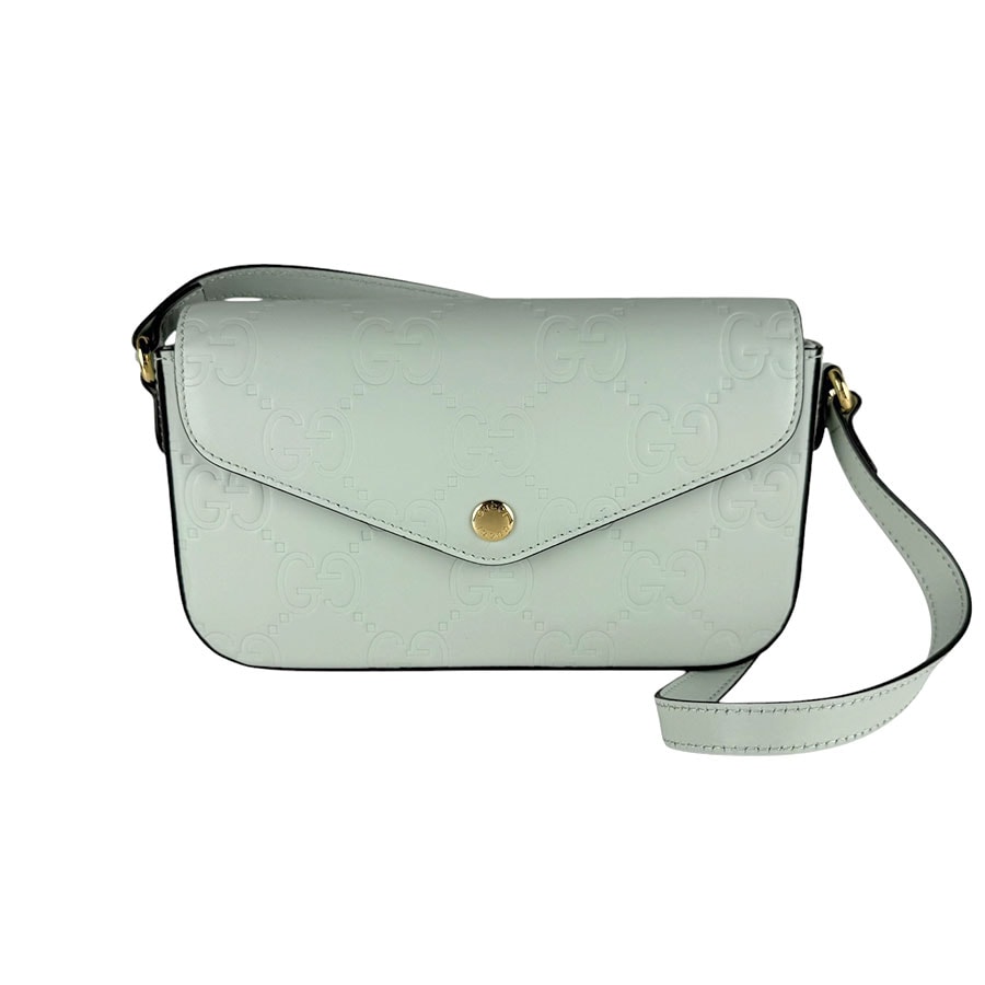 グッチ GUCCI ショルダーバッグ スーパーミニ レザー ライトグリーン レディース 772794【中古】 z10152
