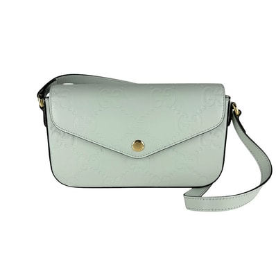 グッチ GUCCI ショルダーバッグ スーパーミニ レザー ライトグリーン レディース 772794【中古】 z10152