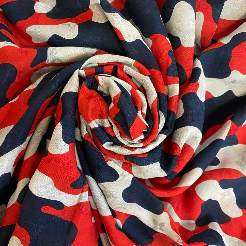 ルイヴィトン LOUIS VUITTON ストール モノグラム 迷彩 M71620 ネイビー