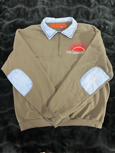 Cactus Plant Flea Market Green Flash Denim Half Zip Fleece "Olive Drab"