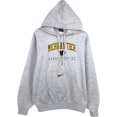 古着 00年代 ナイキ NIKE NIKE TEAM Michigan Technological University センターロゴ カレッジ キャラクター スウェットプルオーバーパーカー メンズM相当/eaa678985