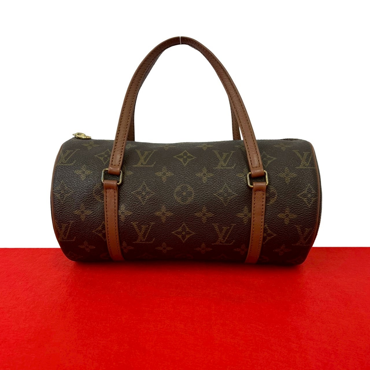 LOUIS VUITTON ルイヴィトン パピヨン 26 モノグラム レザー PVC ハンドバッグ ブラウン
 401-8