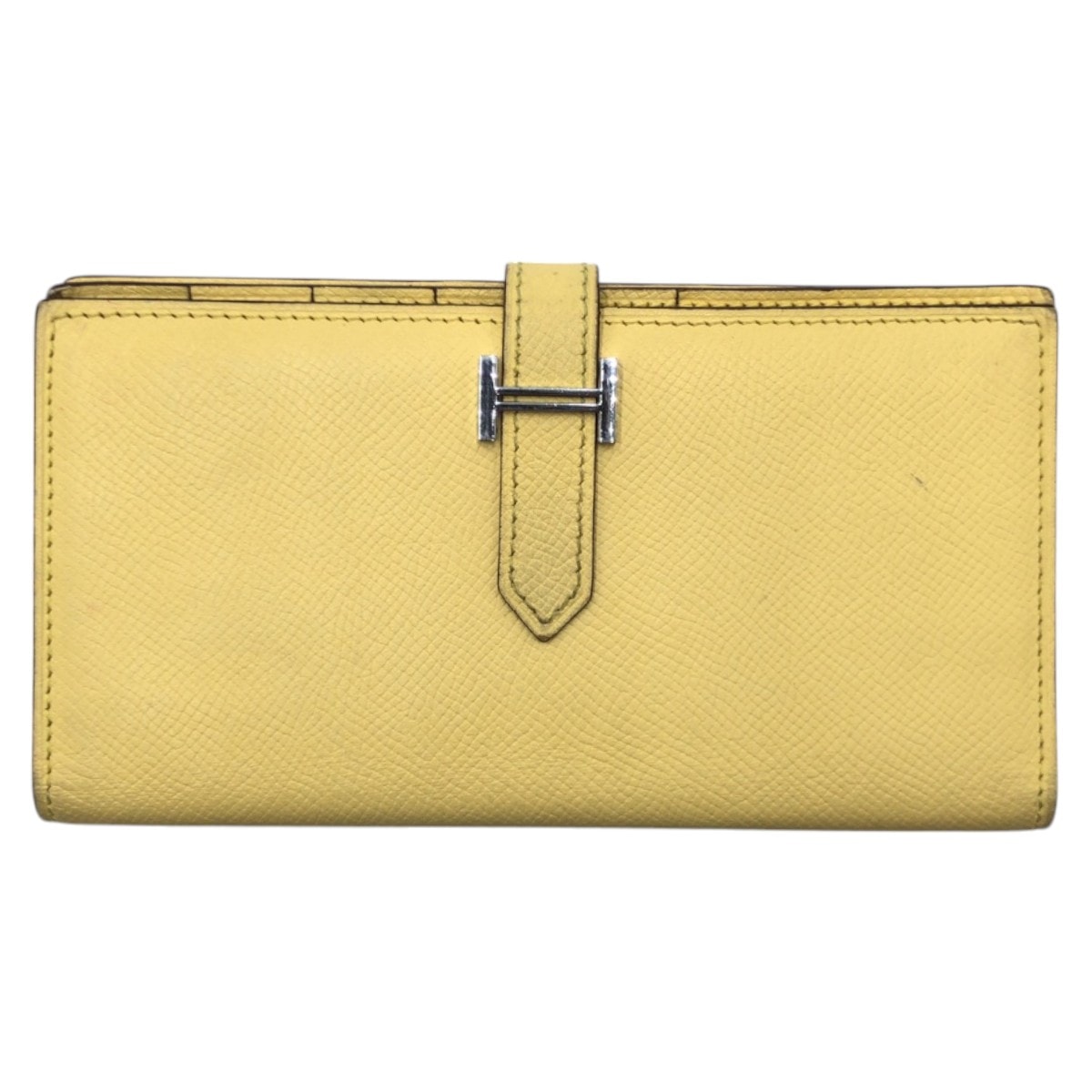 HERMES エルメス ベアンスフレ イエロー シルバー金具 ヴォーエプソン 長財布 ロングウォレット □P刻印 501897 【中古】